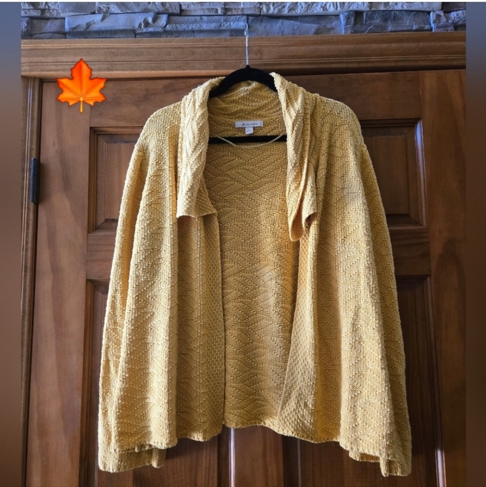 JM COLLECTION CARDIGAN GOLD SIZE XL
